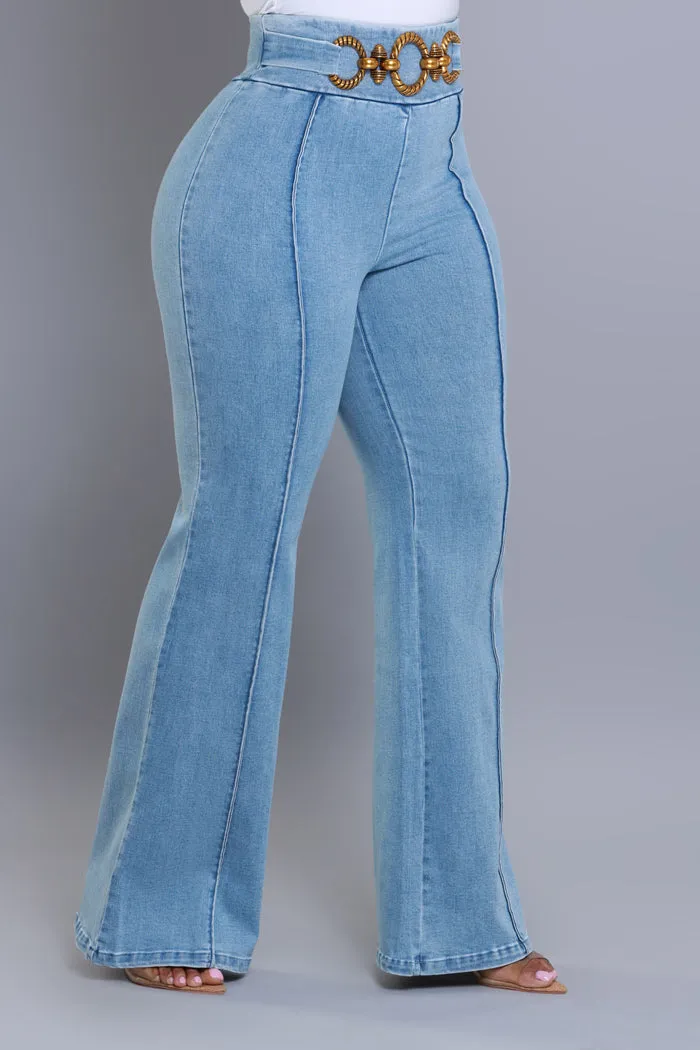 Hot Stuff High Rise Embellished Denim Pants - Med Wash sold by Swankaposh product image thumbnail 5