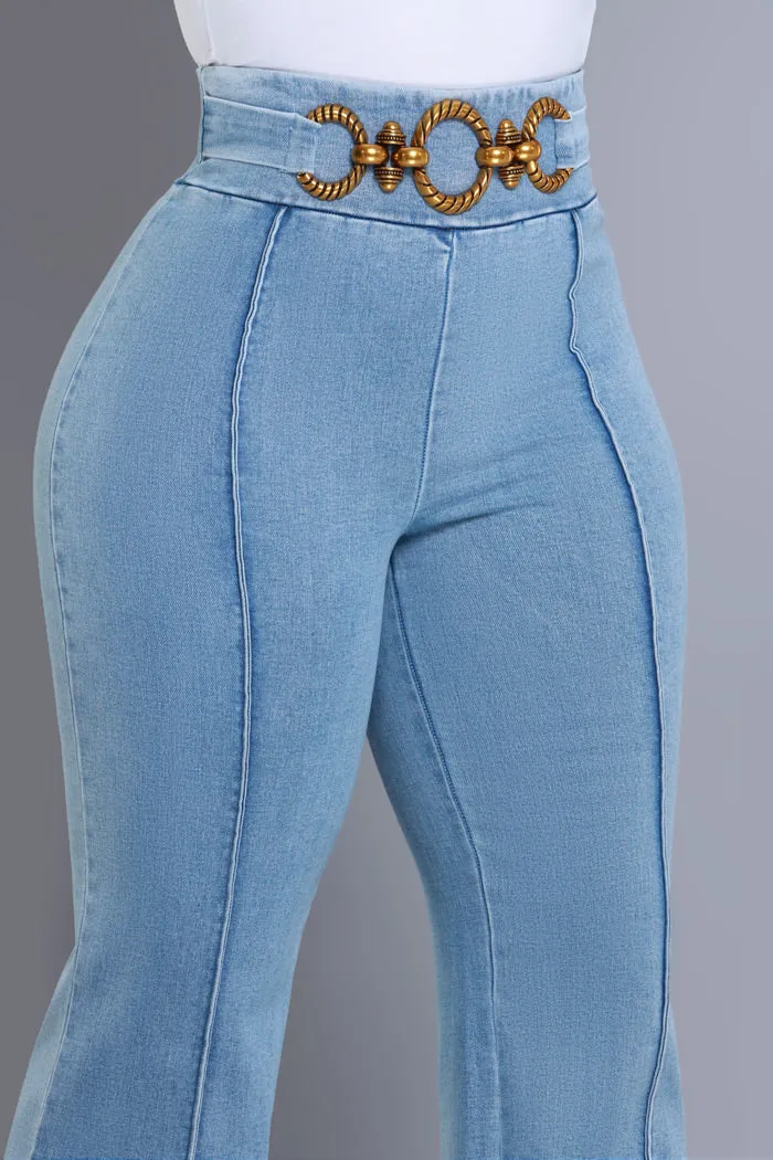 Hot Stuff High Rise Embellished Denim Pants - Med Wash sold by Swankaposh product image thumbnail 3