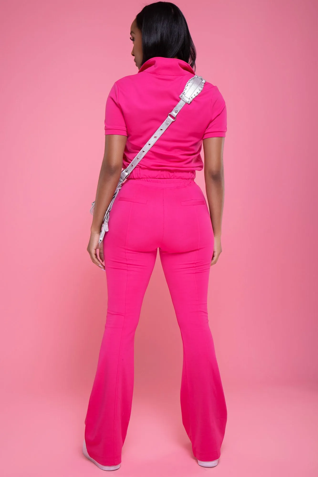 One Time Short Sleeve Flare Leg Pants Set - Fuchsia sold by Swankaposh product image thumbnail 3