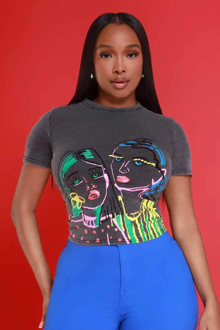 Ladies Night Oversized Graphic T-Shirt - Grey sold by Swankaposh