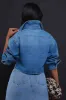 Here She Is Long Sleeve Denim Jacket - Medium Wash sold by Swankaposh