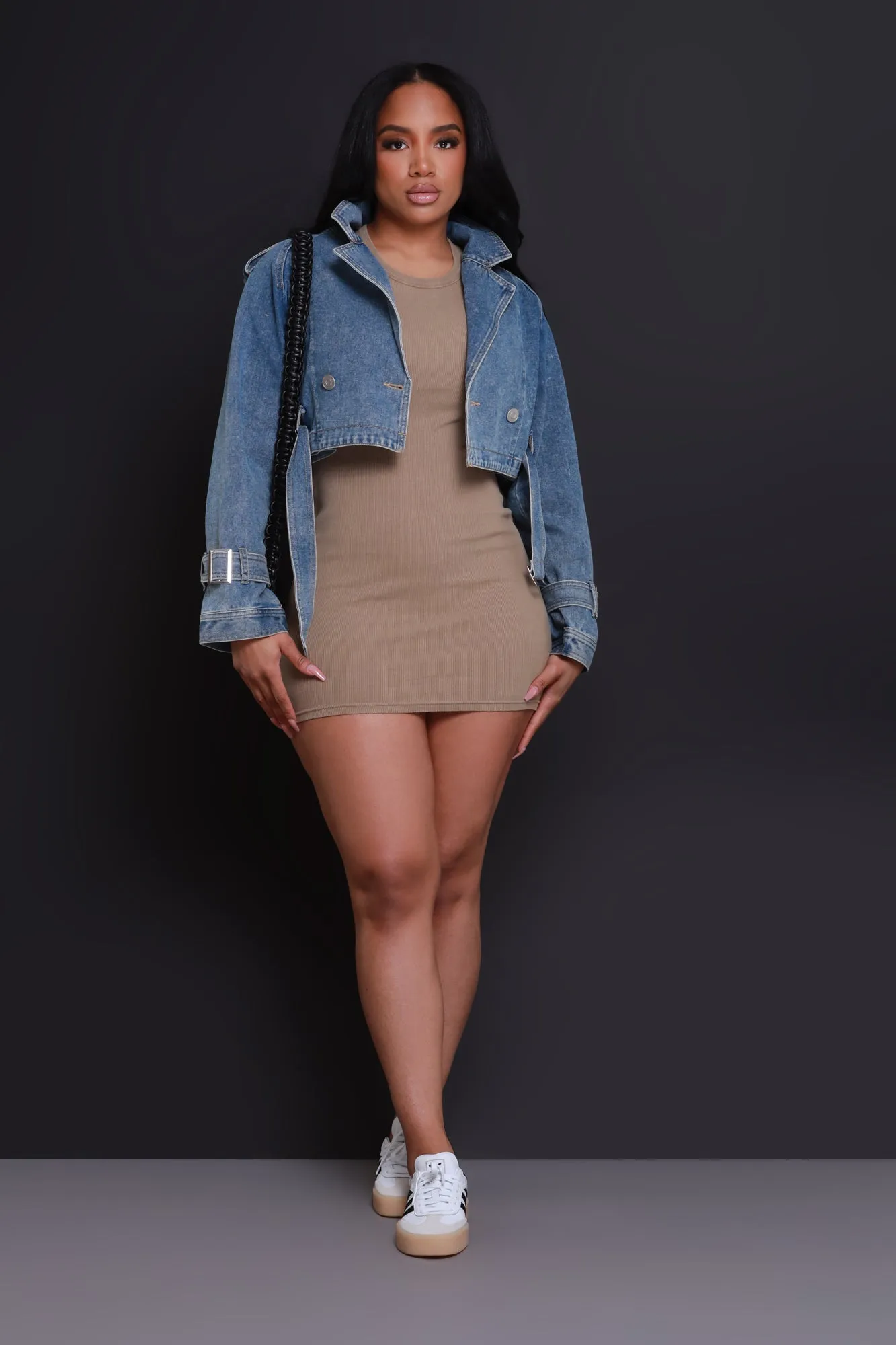 Front Row NUW Ribbed Mini Dress - Mocha sold by Swankaposh product image thumbnail 2