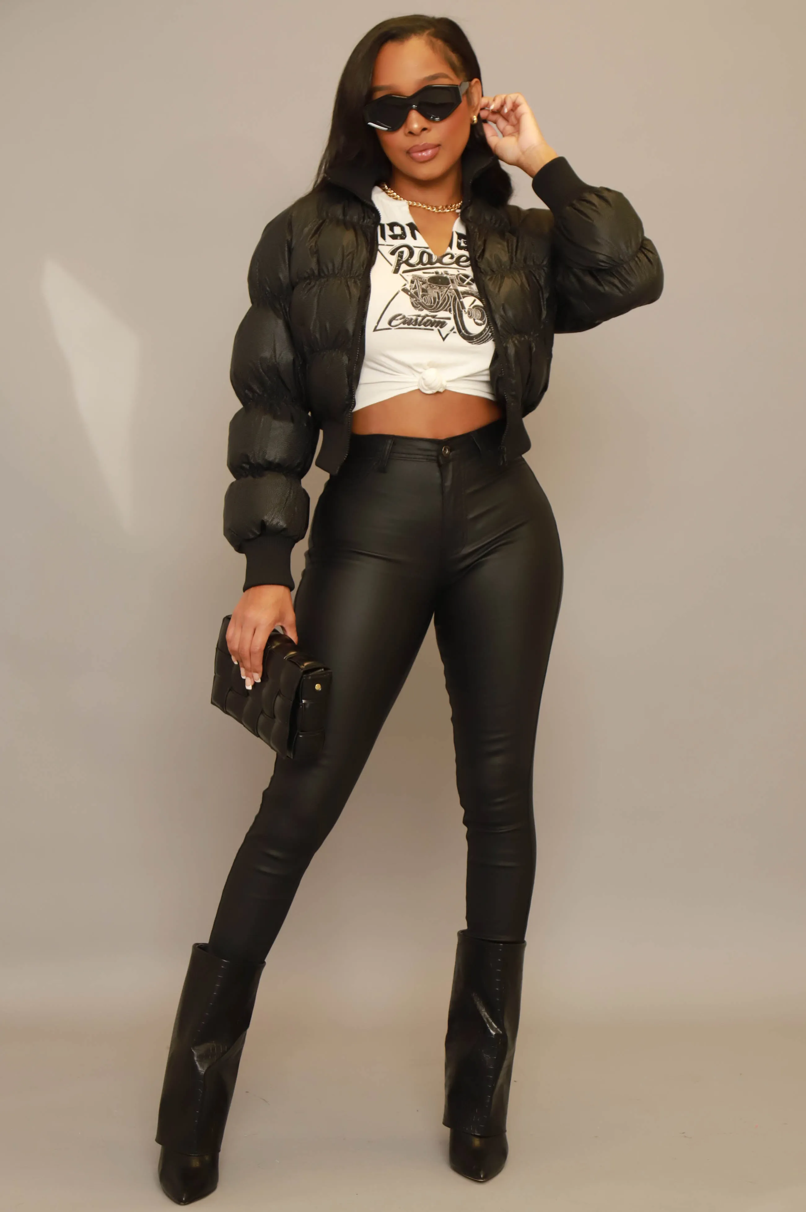 My Mind Faux Leather Foldover Boot - Black sold by Swankaposh product image thumbnail 4