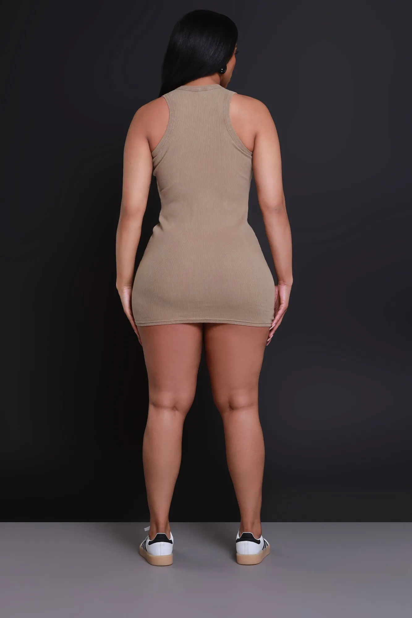 Front Row NUW Ribbed Mini Dress - Mocha sold by Swankaposh product image thumbnail 3