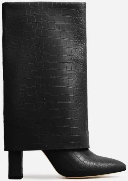 My Mind Faux Leather Foldover Boot - Black sold by Swankaposh product image thumbnail 2