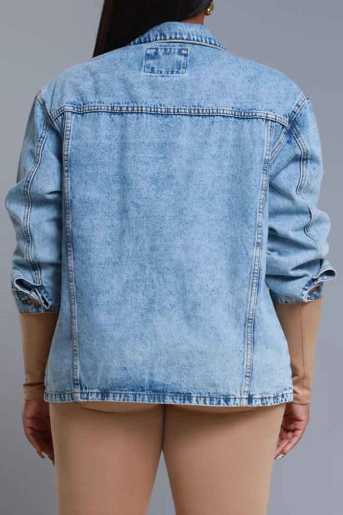 Double Or Nothing Oversized Denim Jacket - Light Wash sold by Swankaposh product image thumbnail 2