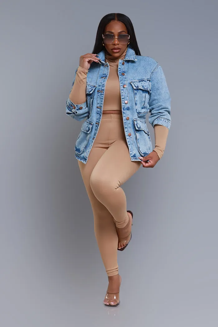 Double Or Nothing Oversized Denim Jacket - Light Wash sold by Swankaposh