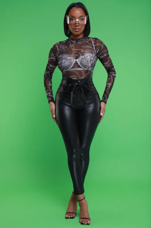 Trigger Warning Faux Leather Belted Pants - Black sold by Swankaposh