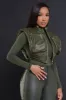 Win Again Faux Leather Cropped Vest - Olive sold by Swankaposh