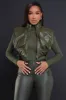 Win Again Faux Leather Cropped Vest - Olive sold by Swankaposh