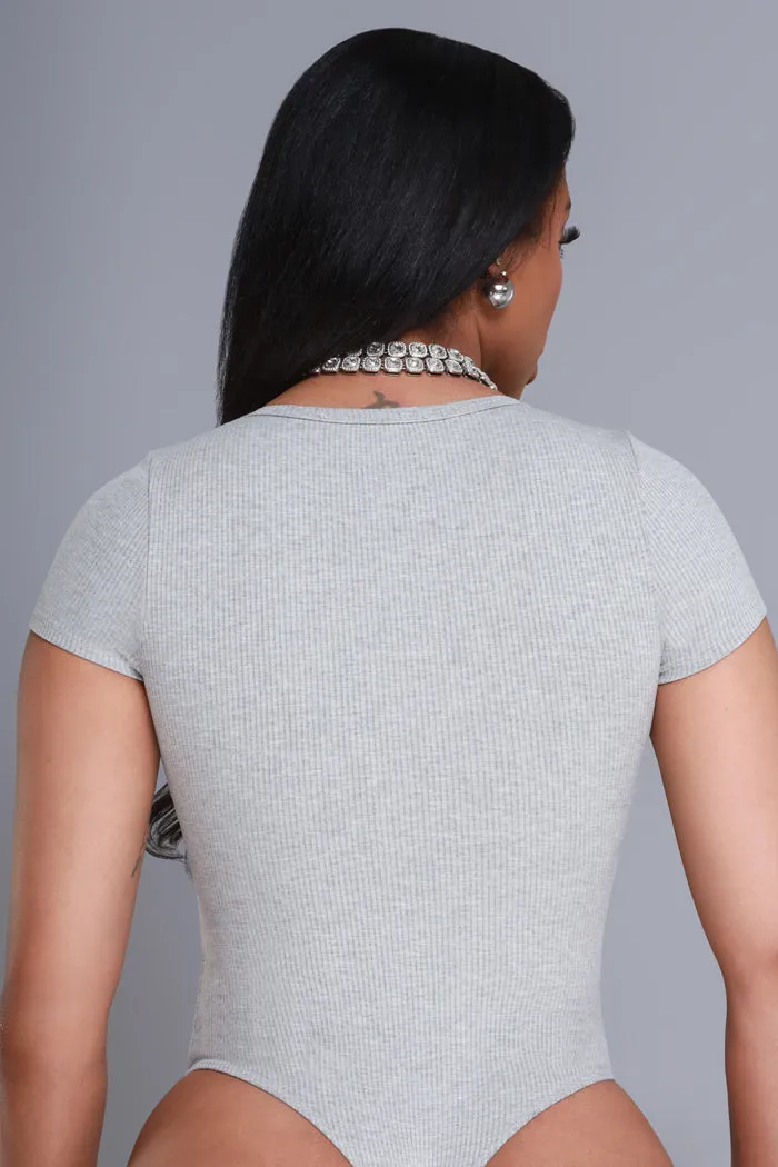 Open Book Cellulite Deleter Short Sleeve Bodysuit - Heather Grey sold by Swankaposh product image thumbnail 3