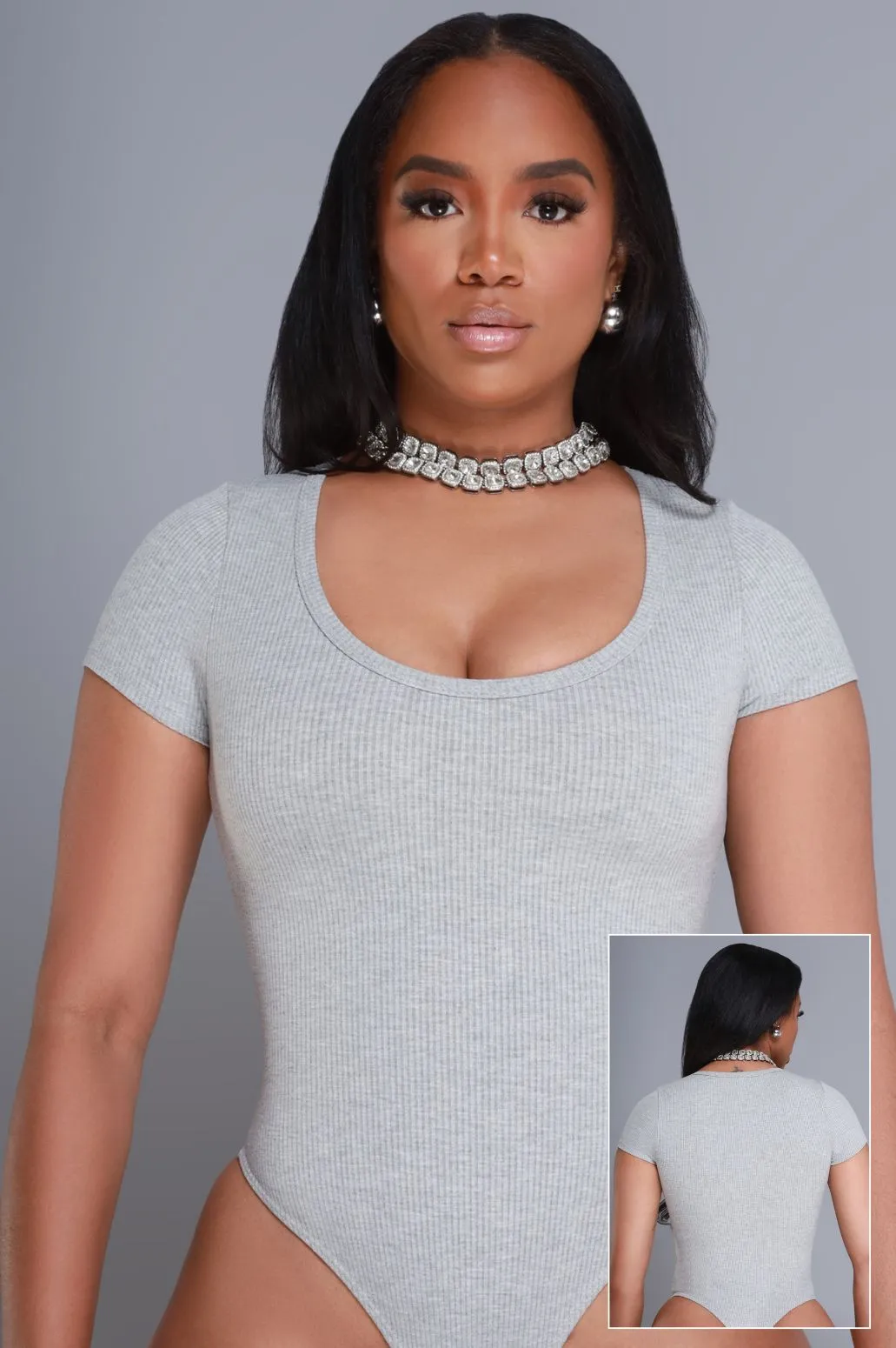 Open Book Cellulite Deleter Short Sleeve Bodysuit - Heather Grey sold by Swankaposh