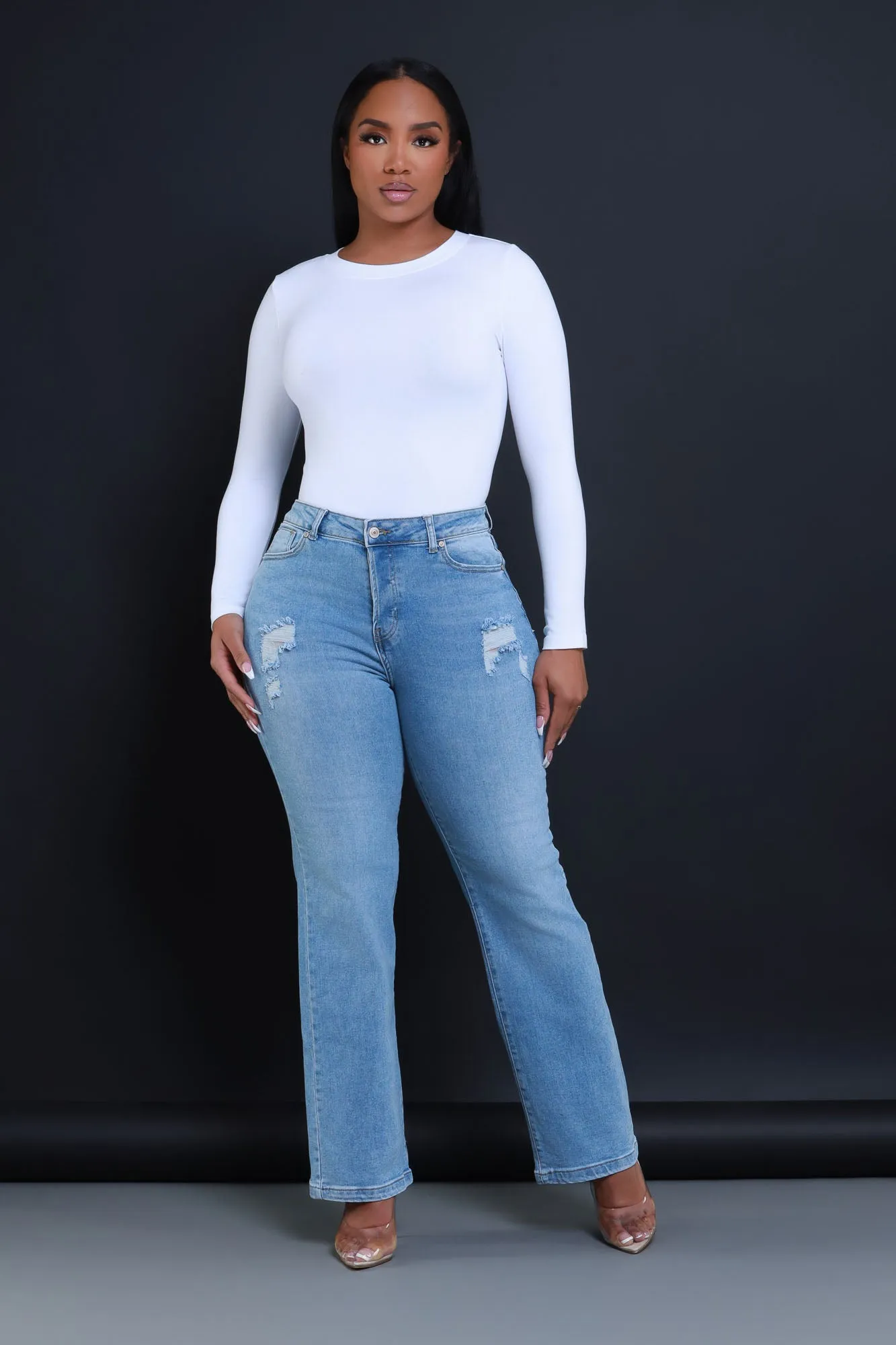 Try Again High Rise Straight Leg Jeans - Light Wash sold by Swankaposh product image thumbnail 5