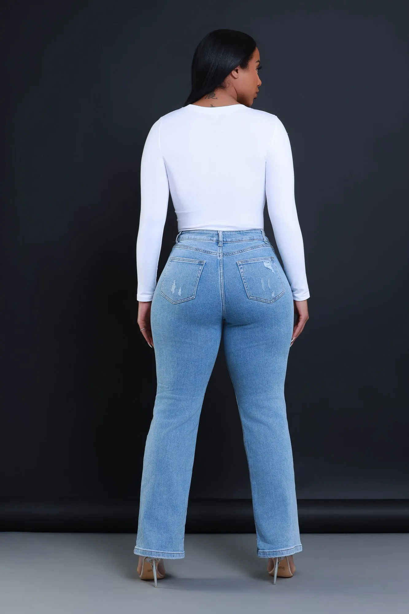 Try Again High Rise Straight Leg Jeans - Light Wash sold by Swankaposh product image thumbnail 3