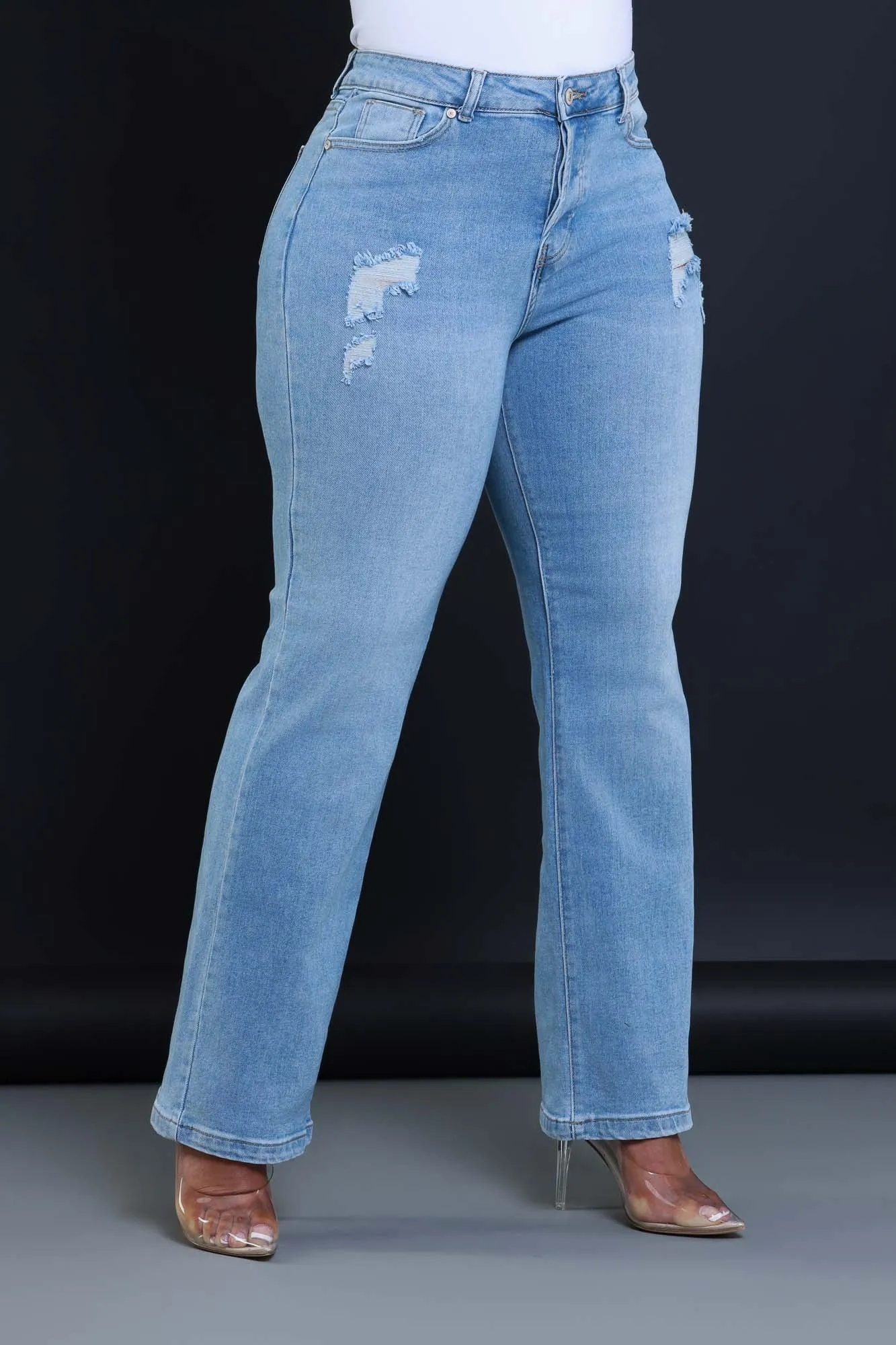 Try Again High Rise Straight Leg Jeans - Light Wash sold by Swankaposh product image thumbnail 4