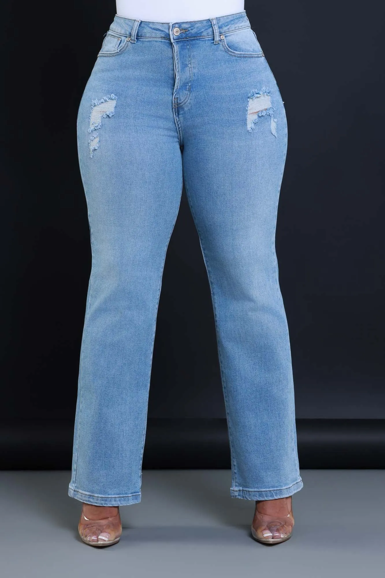 Try Again High Rise Straight Leg Jeans - Light Wash sold by Swankaposh product image thumbnail 2