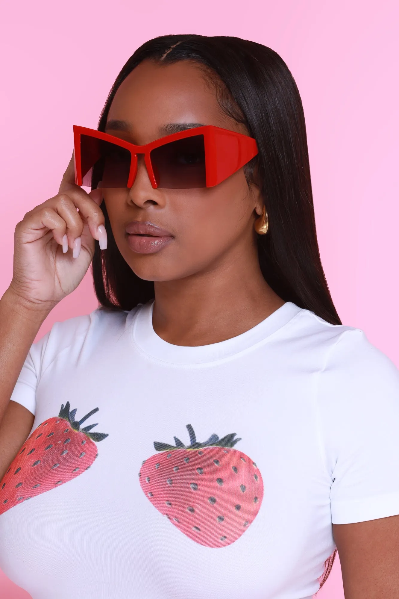 Stay Sharp Retro Cat Eye Sunglasses - Red sold by Swankaposh product image thumbnail 2