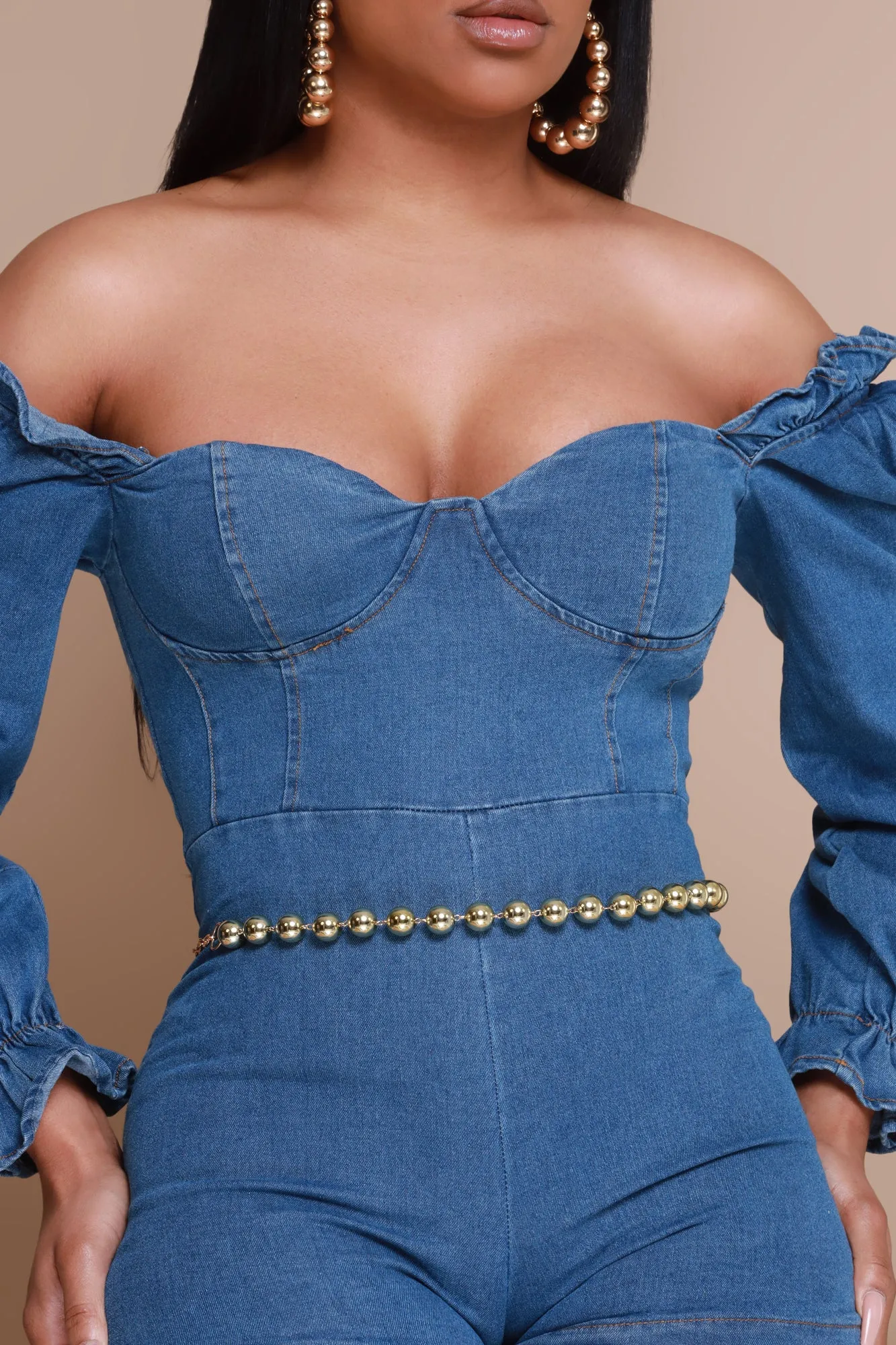 Gold Medal Beaded Chain Belt - Gold sold by Swankaposh