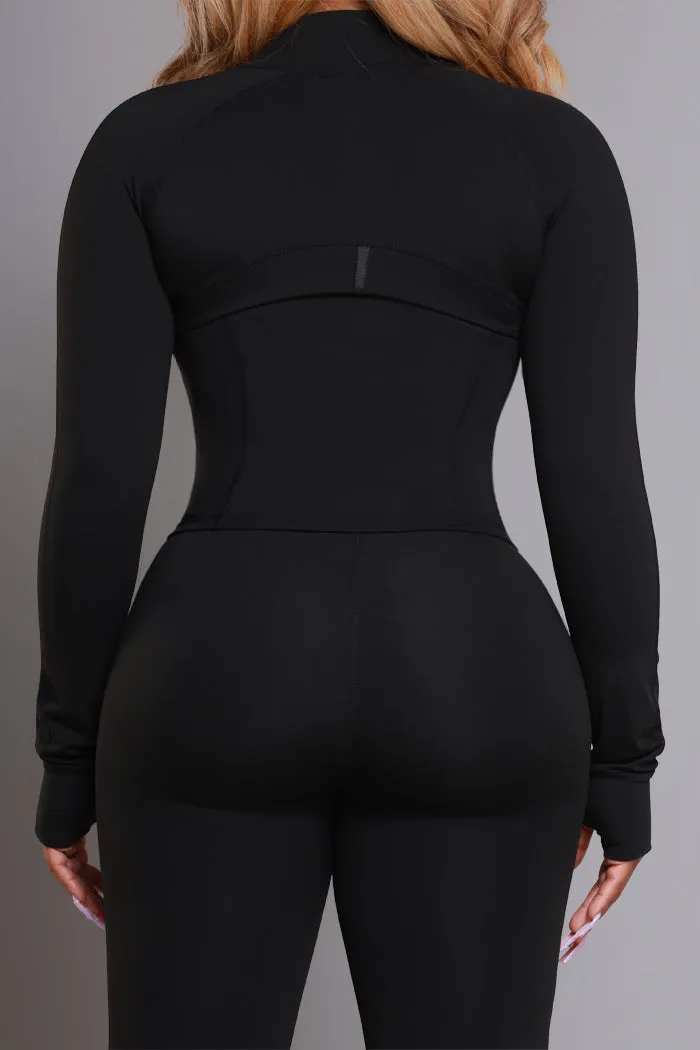 Keep It Calm Zippered Athletic Jacket - Black sold by Swankaposh product image thumbnail 3