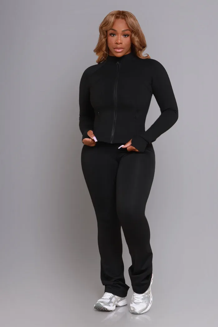 Keep It Calm Zippered Athletic Jacket - Black sold by Swankaposh product image thumbnail 2