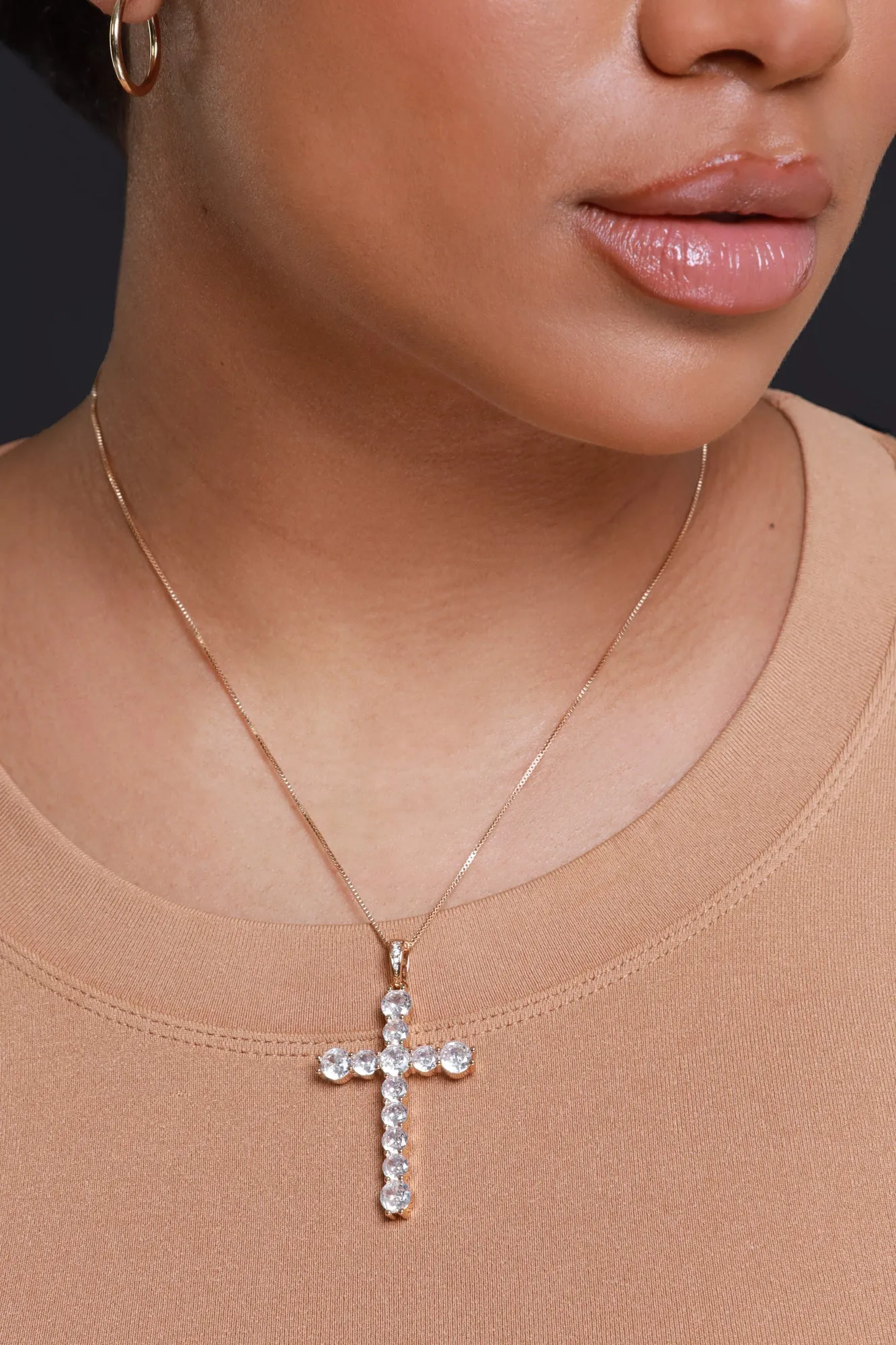 Praise You Rhinestone Cross Necklace - Gold sold by Swankaposh product image thumbnail 2