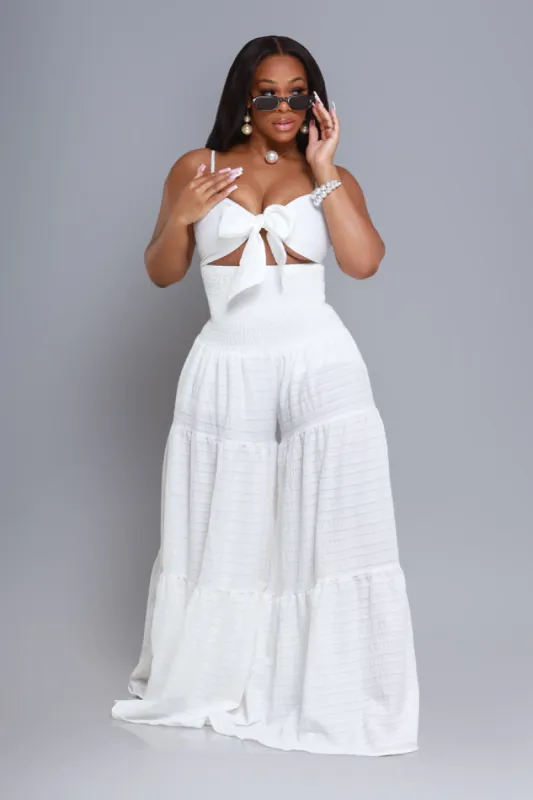 Stage Fright Cut Out Wide Leg Jumpsuit - White sold by Swankaposh
