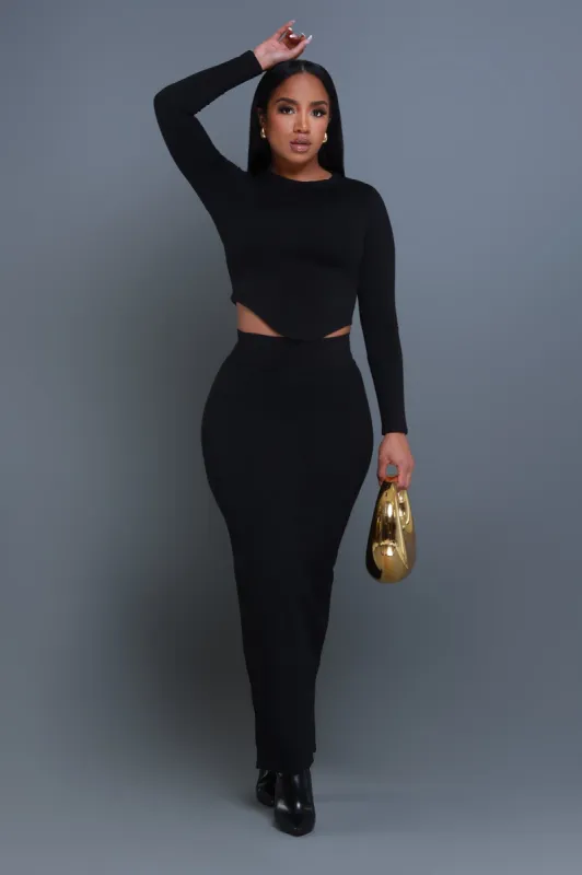 Cross Your Mind Maxi Skirt Set - Black sold by Swankaposh