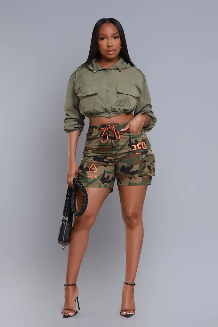 Give In Cropped Hooded Jacket - Olive sold by Swankaposh product image thumbnail 2