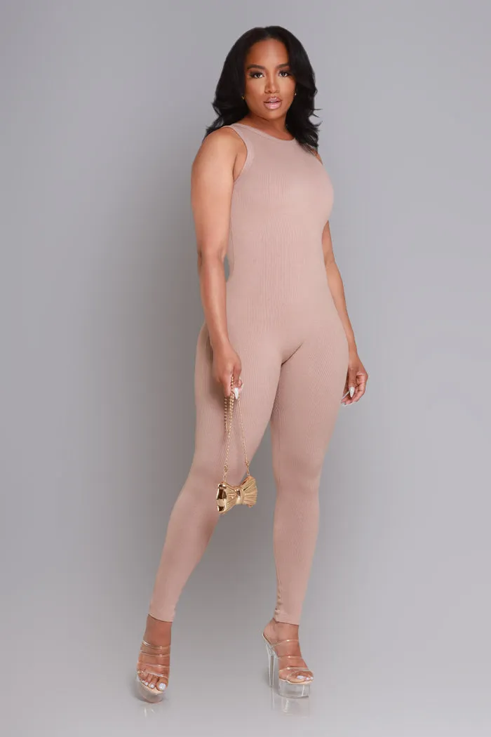 About That Snatched Cellulite Deleter Sleeveless Jumpsuit - Tan sold by Swankaposh product image thumbnail 5
