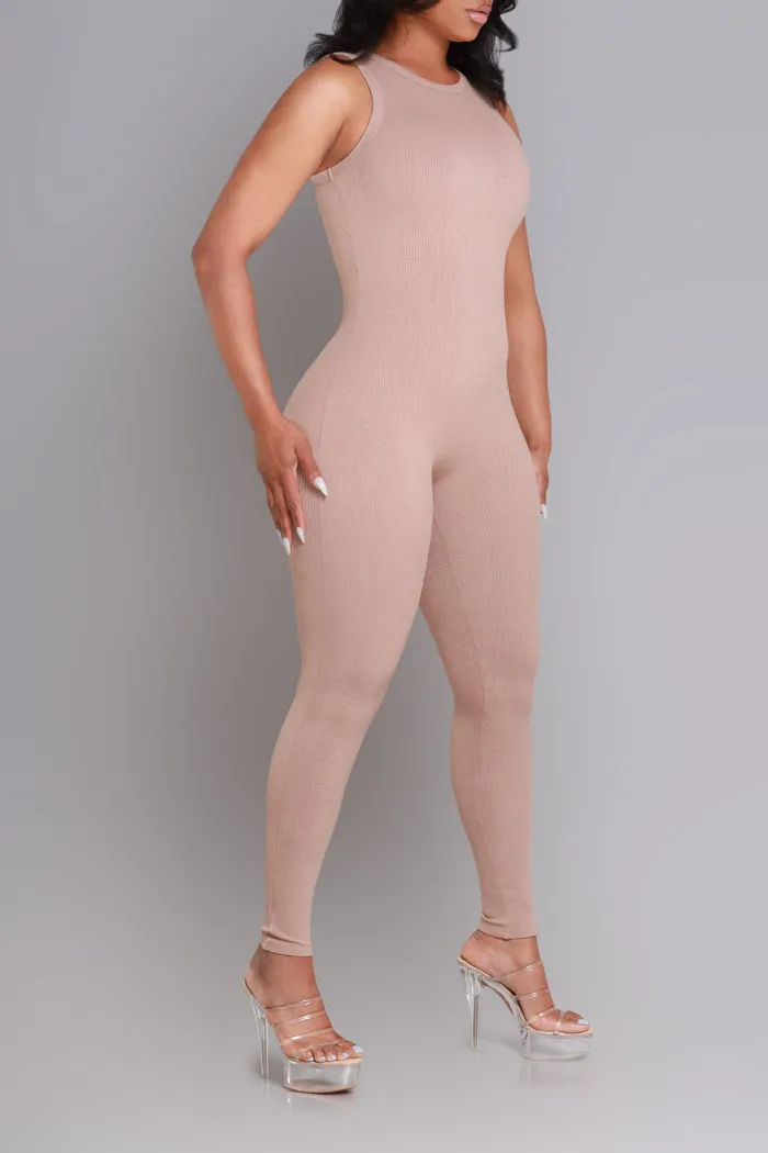 About That Snatched Cellulite Deleter Sleeveless Jumpsuit - Tan sold by Swankaposh product image thumbnail 4