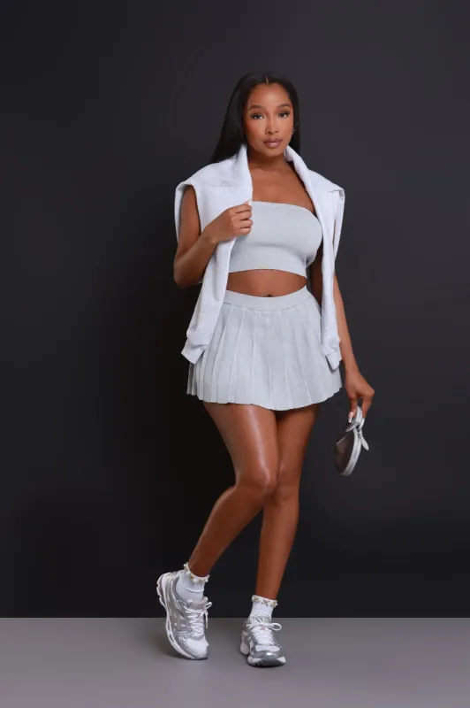 Rush Week Pleated Mini Tennis Skort - Grey sold by Swankaposh
