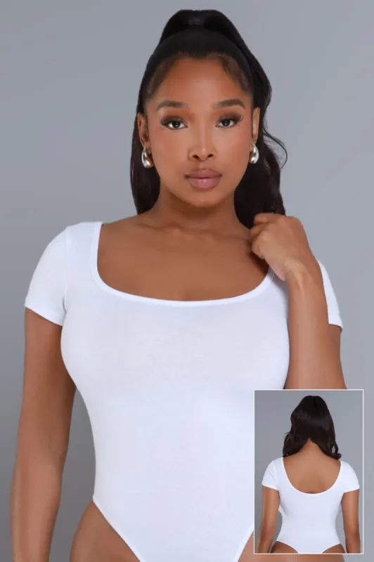 Get Going Scoop Neck Bodysuit - White sold by Swankaposh