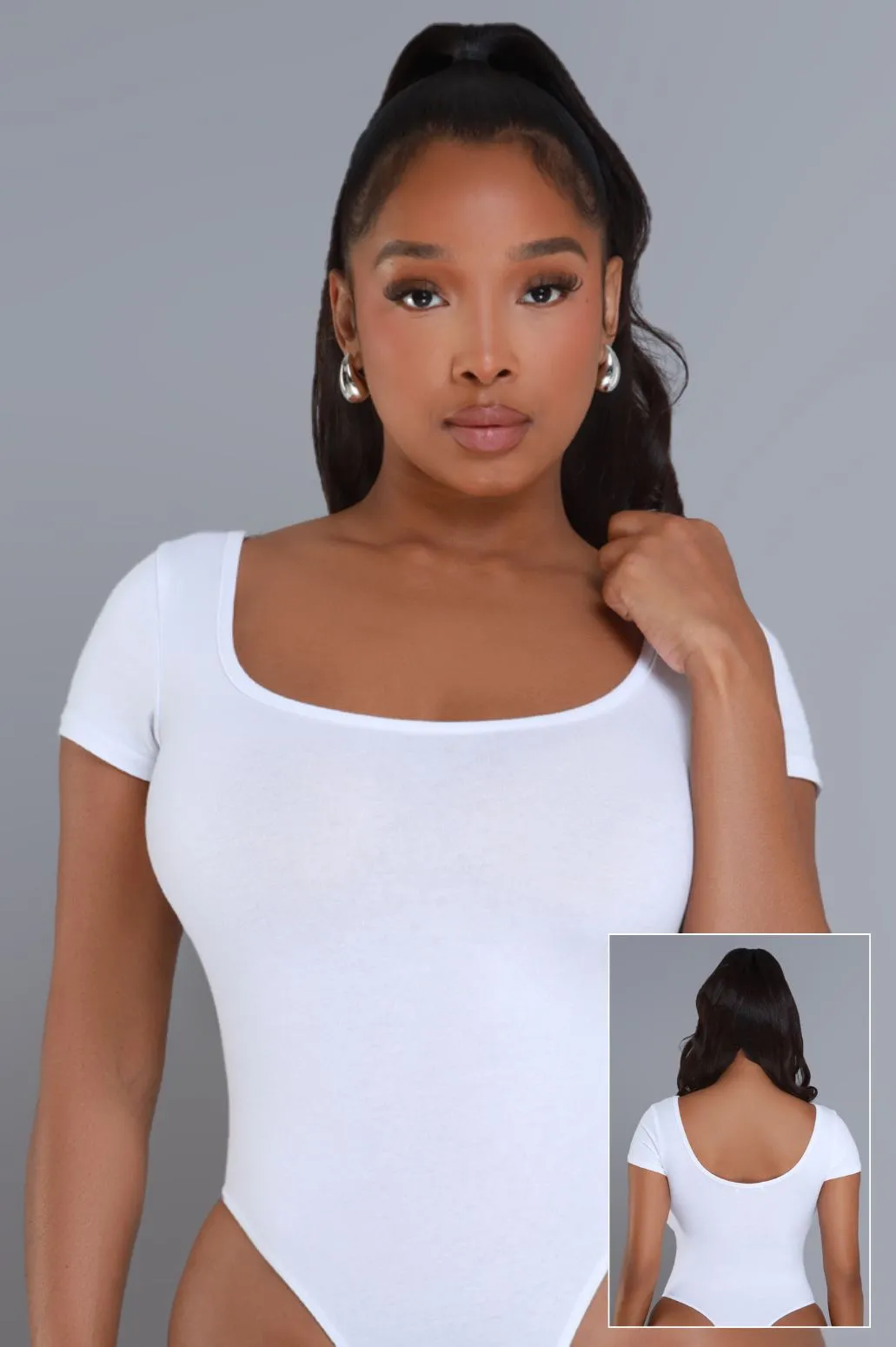 Get Going Scoop Neck Bodysuit - White sold by Swankaposh