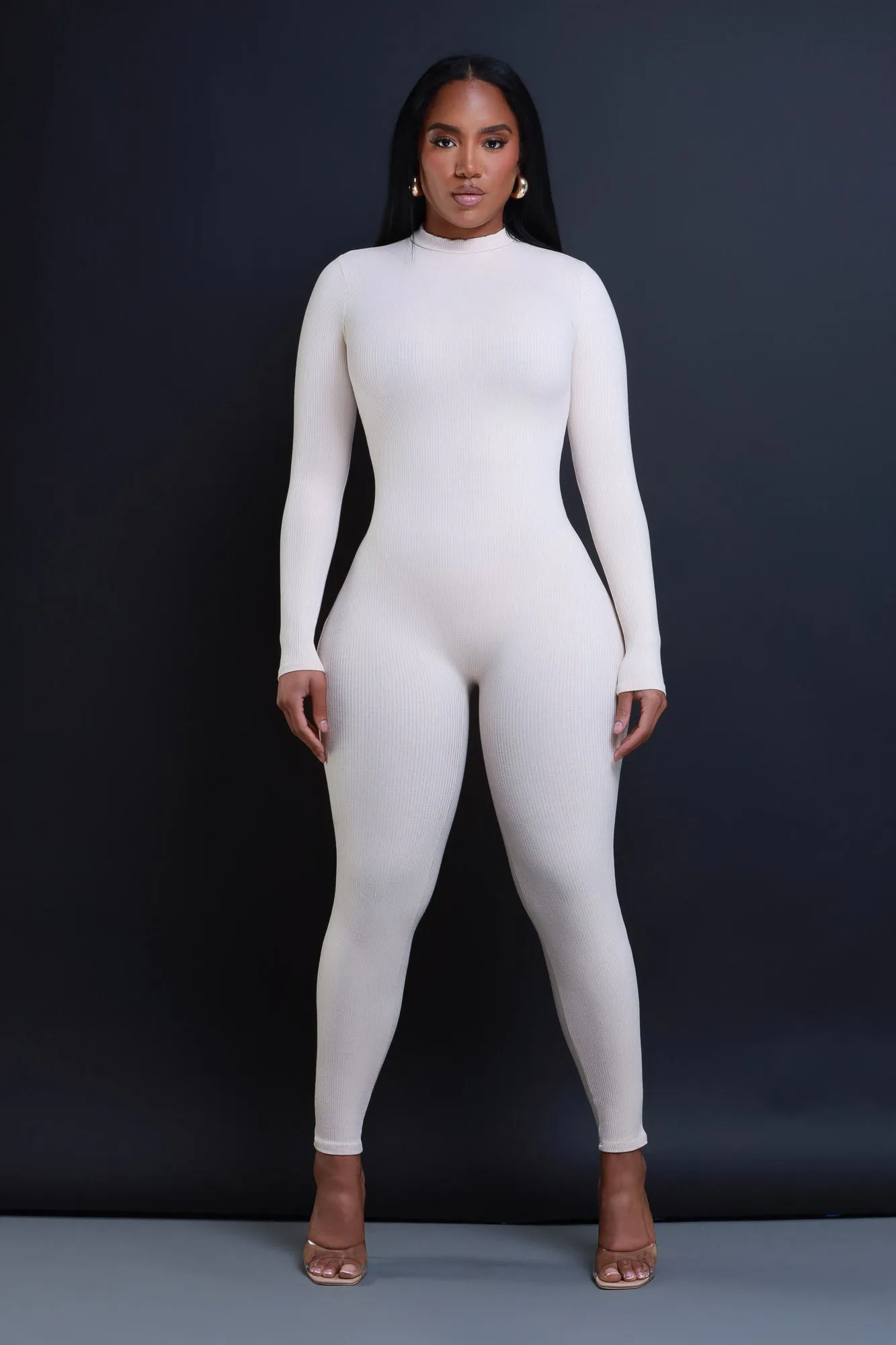Tap Out Cellulite Deleter Mock Neck Jumpsuit - Cream sold by Swankaposh product image thumbnail 4