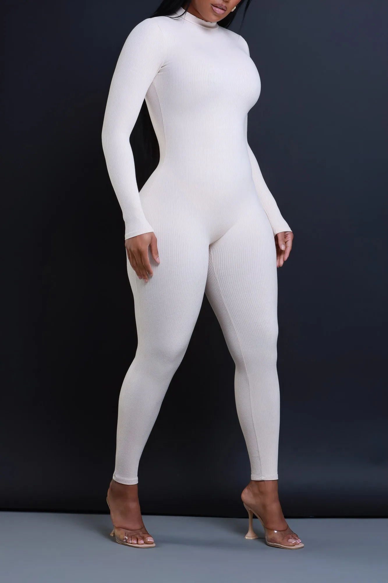 Tap Out Cellulite Deleter Mock Neck Jumpsuit - Cream sold by Swankaposh product image thumbnail 3