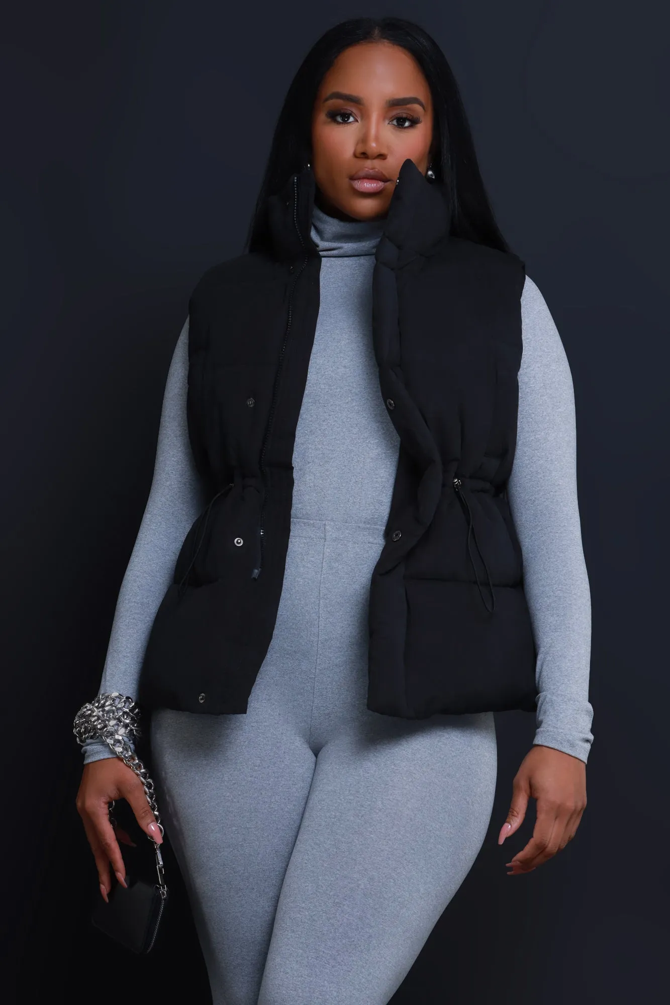 With The Crew Oversized Puffer Vest - Black sold by Swankaposh product image thumbnail 5