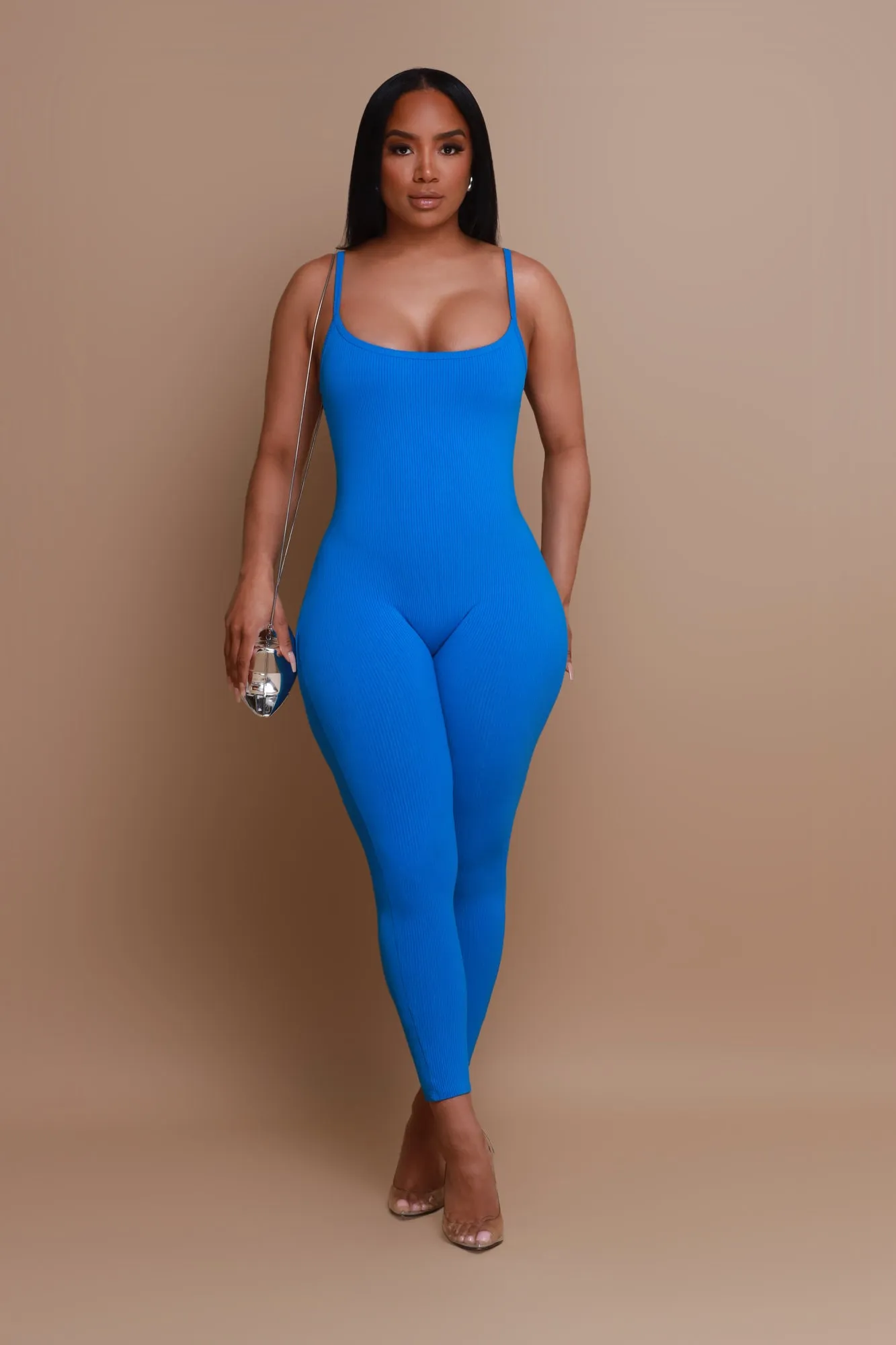 Beat Drop Cellulite Deleter Open Back Jumpsuit - Blue sold by Swankaposh product image thumbnail 4