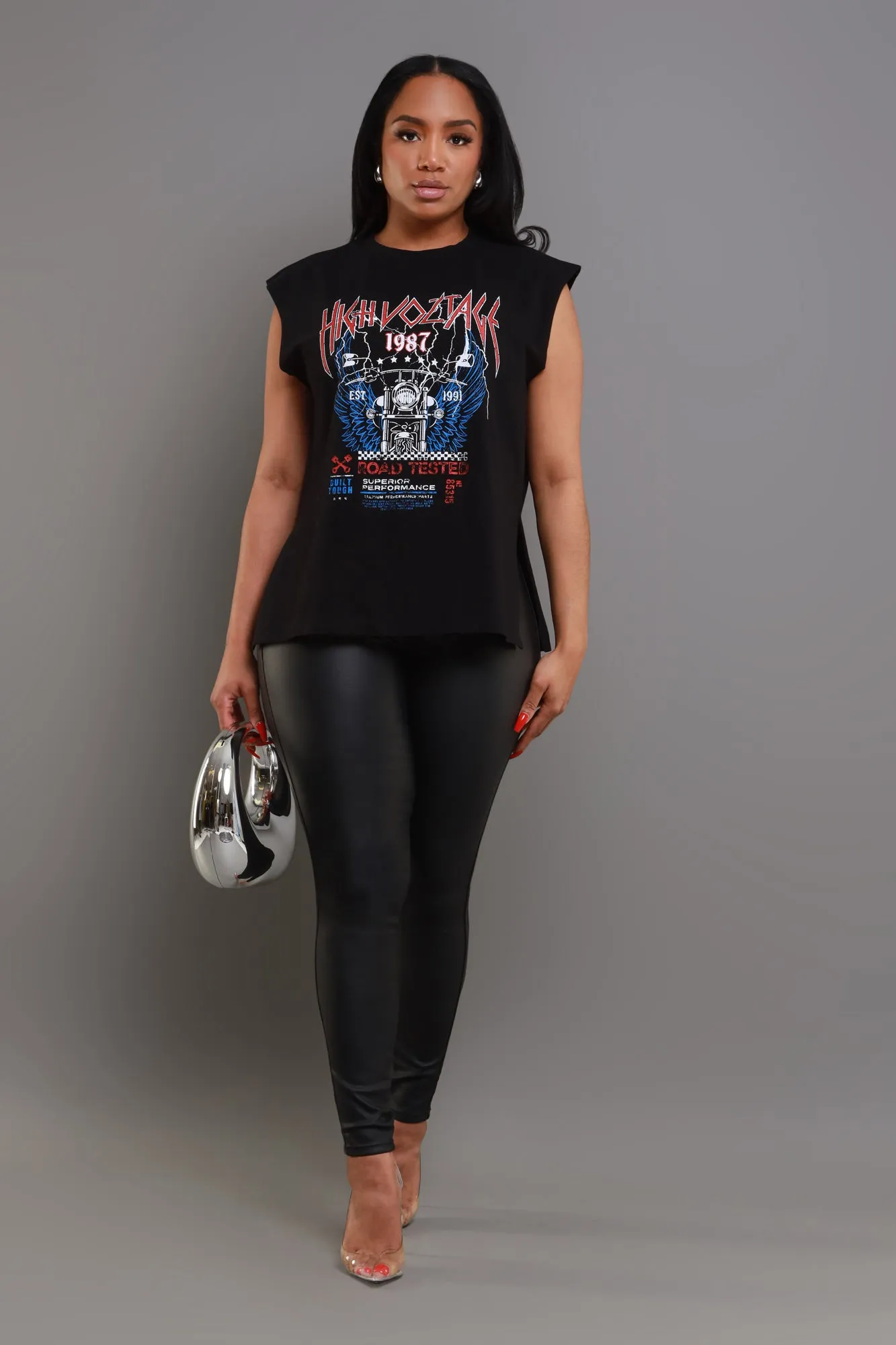 High Voltage Cut Graphic Tank - Black sold by Swankaposh product image thumbnail 5