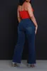 Sparkler Rhinestone Studded Straight Leg Jeans - Dark Wash sold by Swankaposh