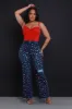 Sparkler Rhinestone Studded Straight Leg Jeans - Dark Wash sold by Swankaposh
