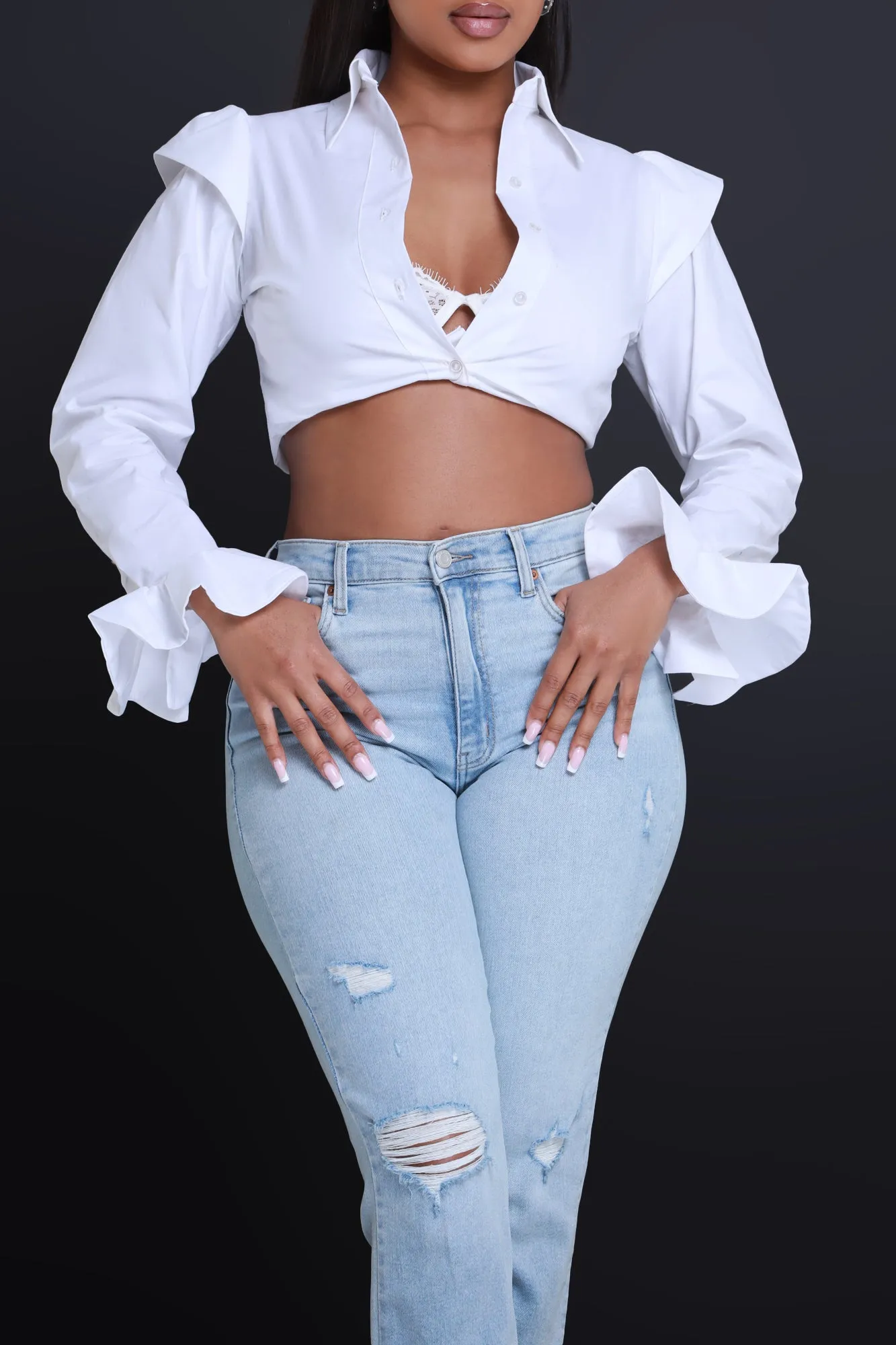 All I Have Frilled Button Down Blouse - White sold by Swankaposh