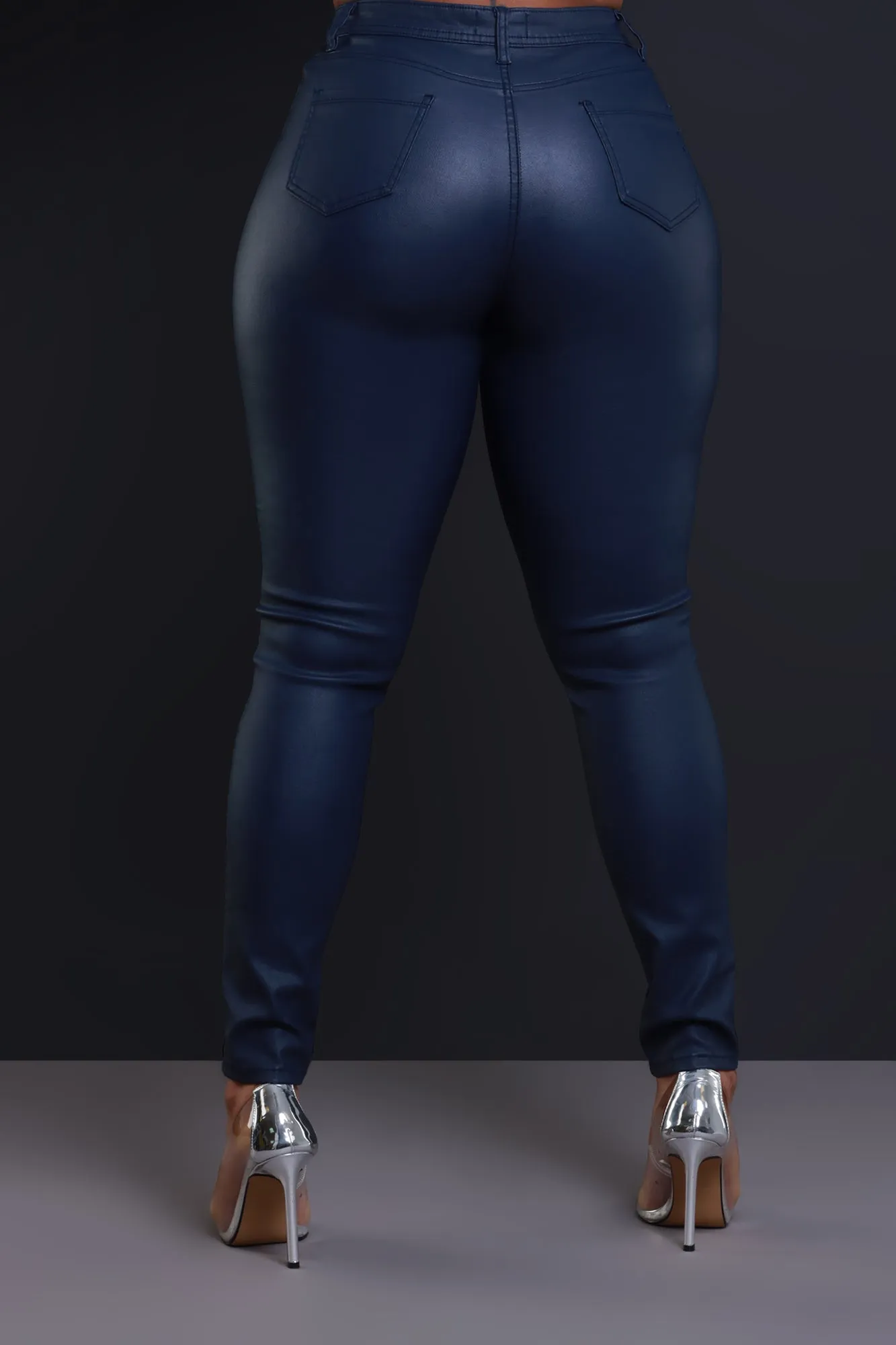 Curve You Faux Leather High Rise Pants - Navy sold by Swankaposh product image thumbnail 2