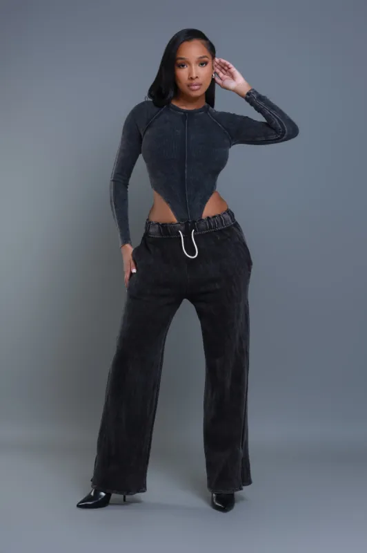 Fine Line Mineral Wash Pants - Black sold by Swankaposh