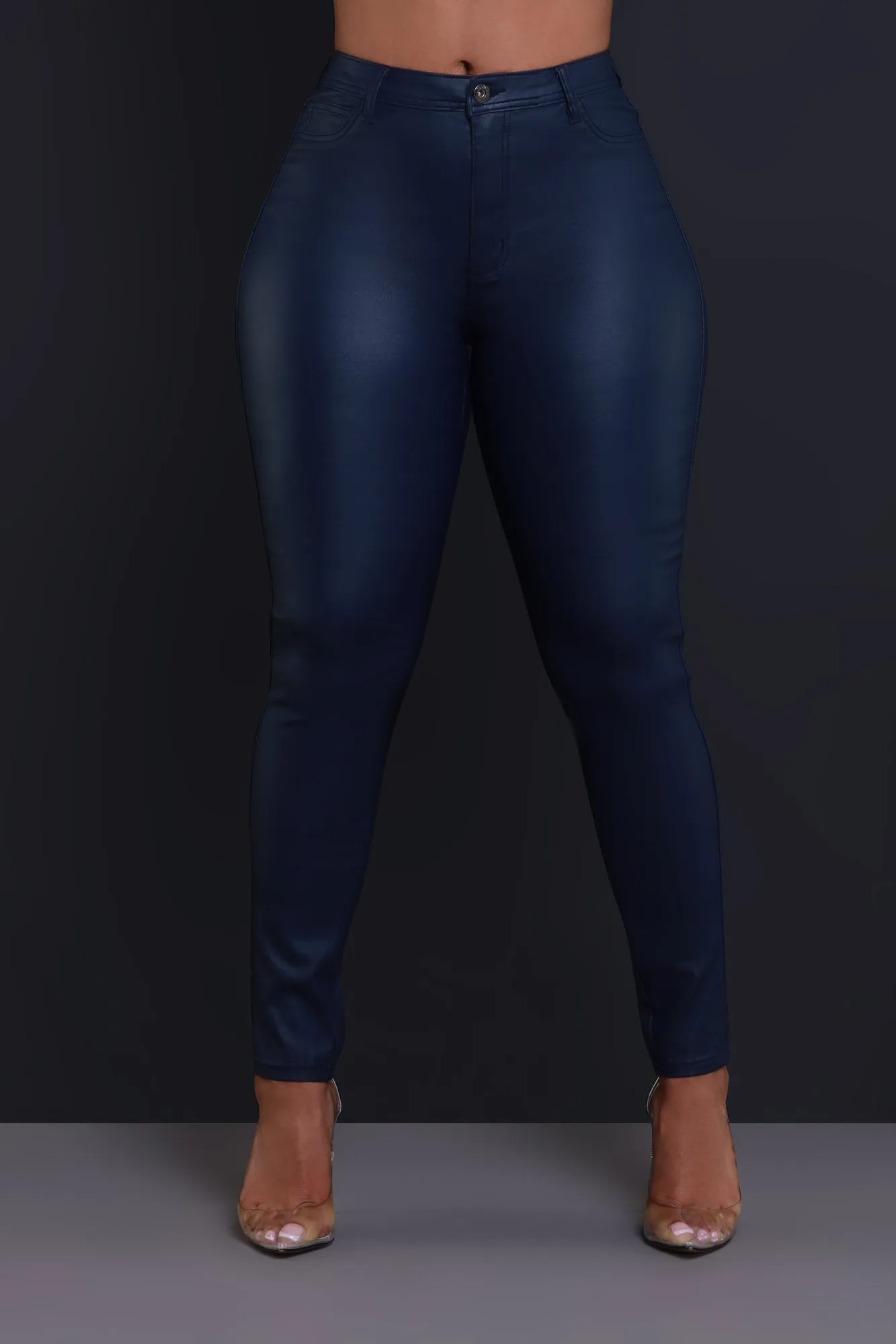 Curve You Faux Leather High Rise Pants - Navy sold by Swankaposh product image thumbnail 3