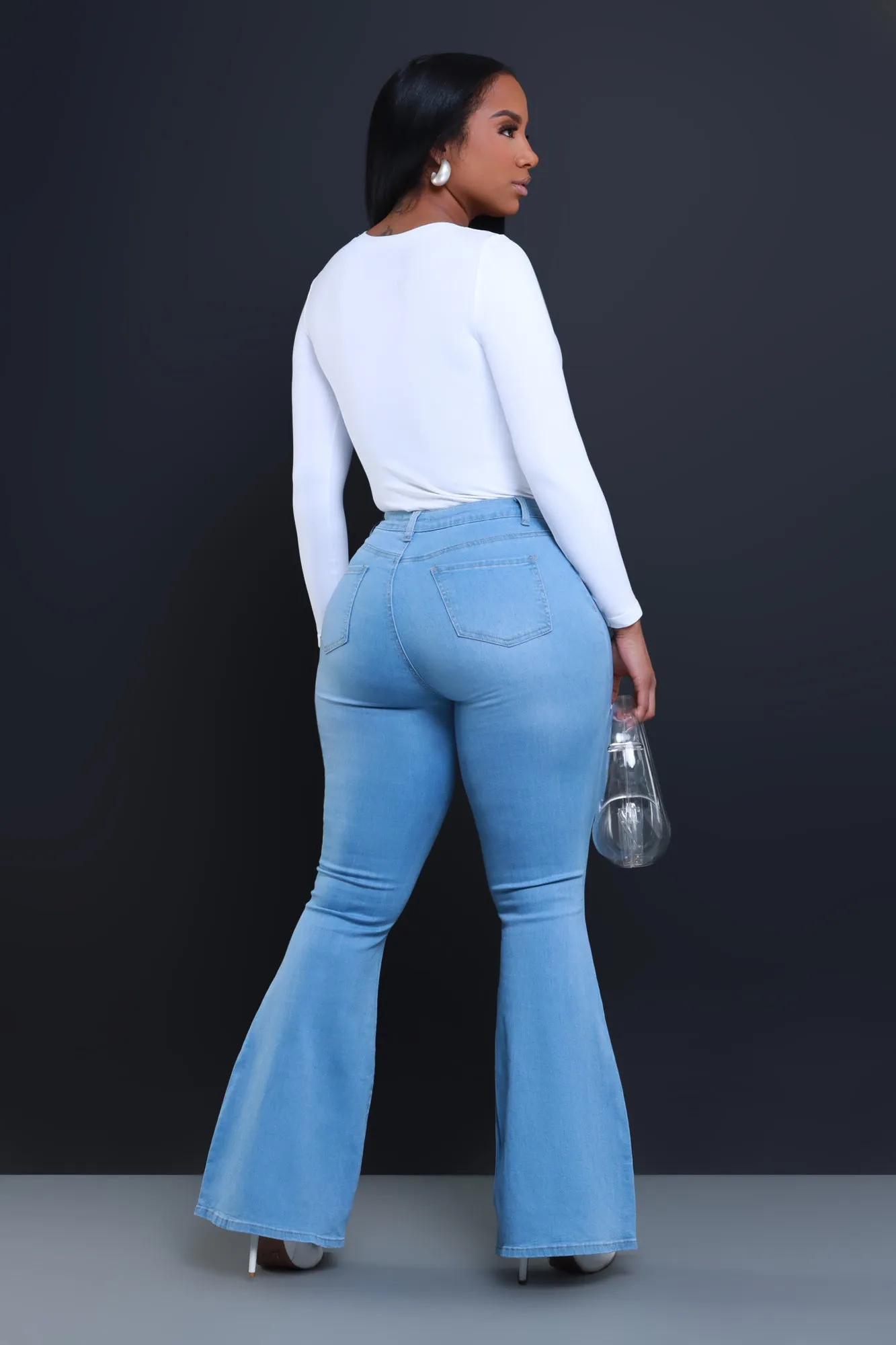 Bing High Waist Stretchy Bell Bottom Jeans - Light Wash sold by Swankaposh product image thumbnail 3