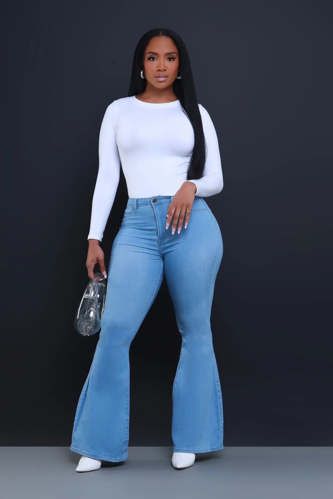 Bing High Waist Stretchy Bell Bottom Jeans - Light Wash sold by Swankaposh product image thumbnail 4