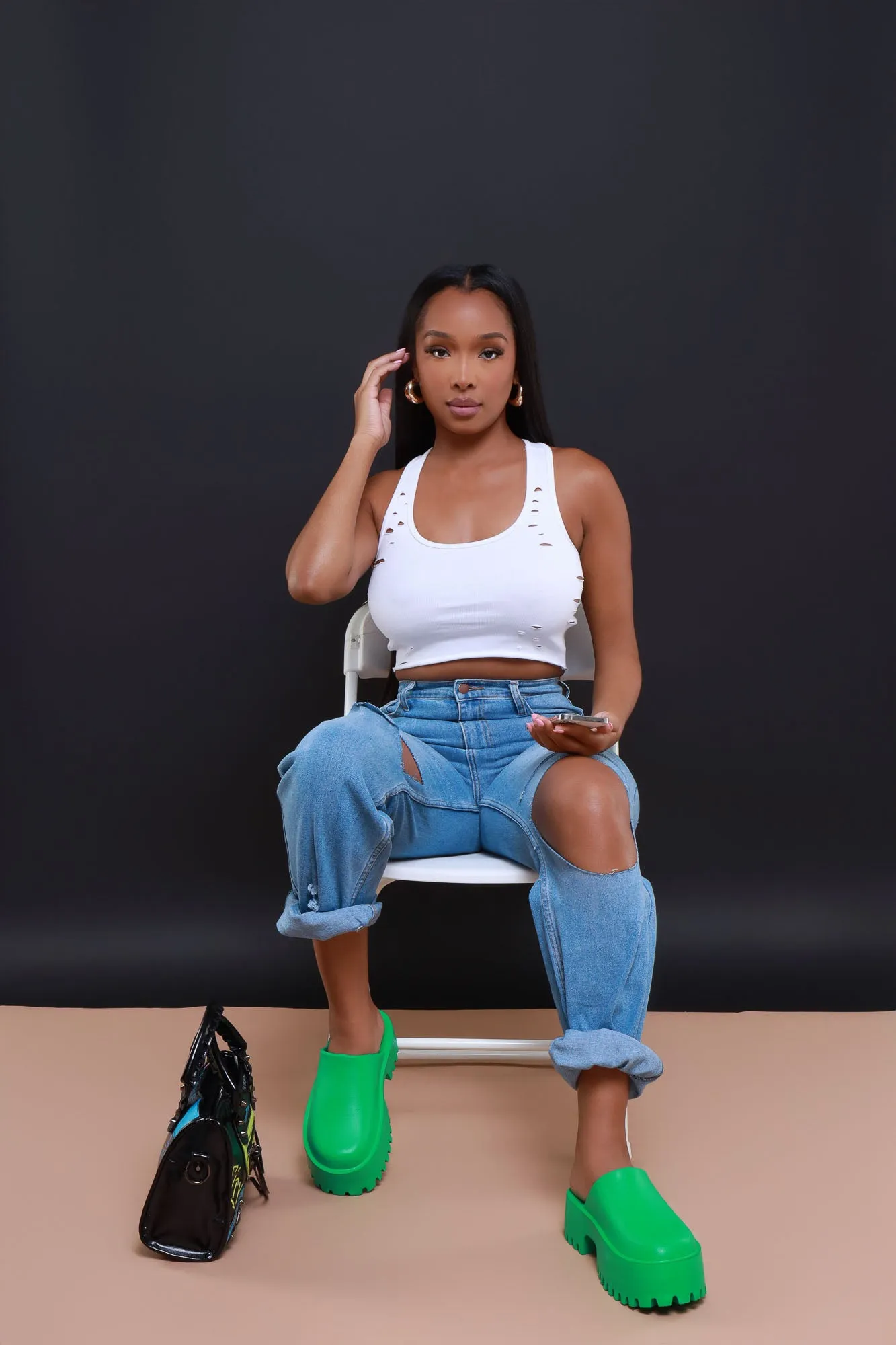 No Such Luck Platform Chunky Slides - Green sold by Swankaposh product image thumbnail 3