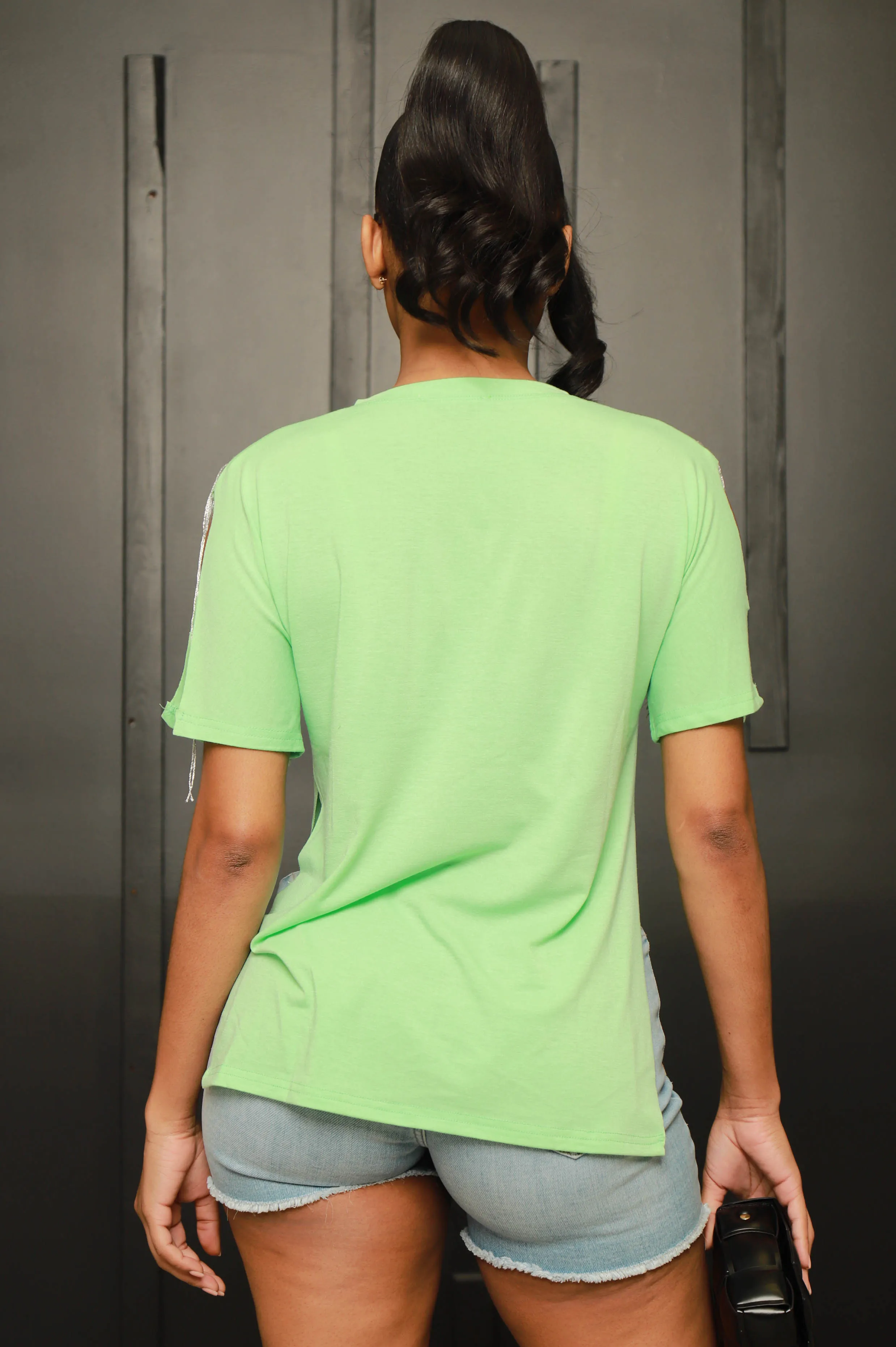 In The Woods Embellished Graphic Fringe Top - Green sold by Swankaposh product image thumbnail 4