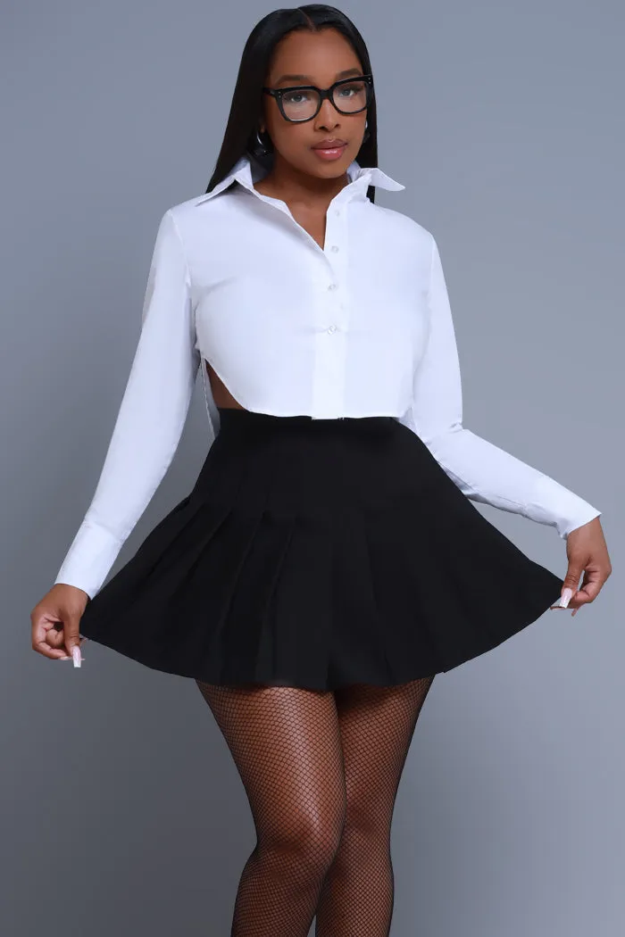 Chart Topper Cropped Button Up Top - White sold by Swankaposh product image thumbnail 4