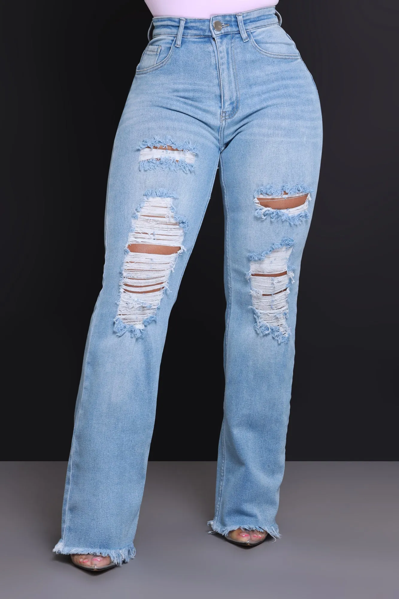 Special Request Distressed Straight Leg Jeans - Light Wash sold by Swankaposh product image thumbnail 2